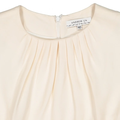 Pre-owned Andrew Gn Silk Mid-length Dress In Ecru