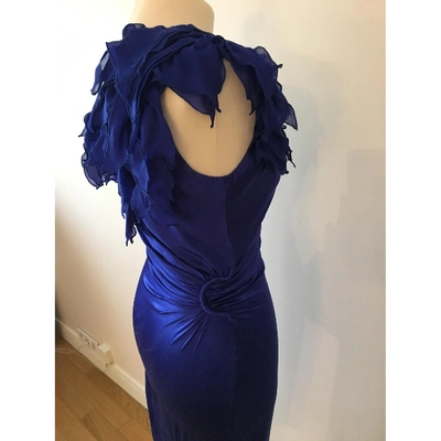 Pre-owned Roberto Cavalli Blue Silk Dress