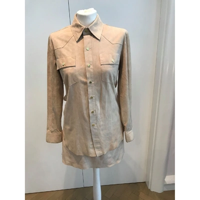 Pre-owned La Mania Mini Dress In Beige