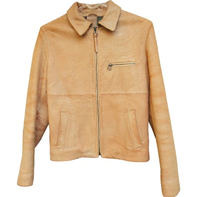 Pre-owned Dolce & Gabbana Leather Biker Jacket In Camel