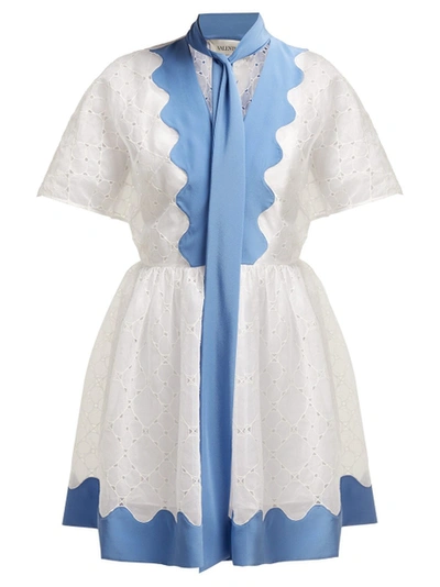 Shop Valentino Cotton Eyelet Dress White