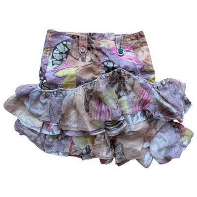 Pre-owned Hugo Boss Linen Mini Skirt In Multicolour