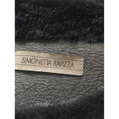 Pre-owned Simonetta Ravizza Leather Cape In Blue
