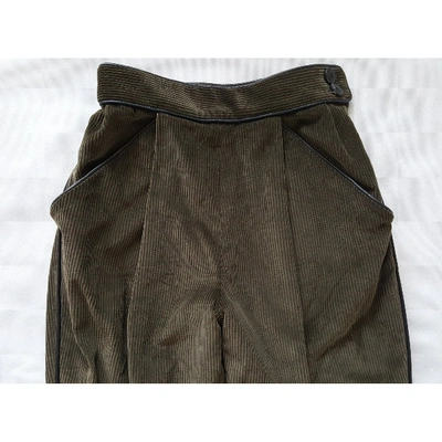 Pre-owned Saint Laurent Khaki Cotton Trousers