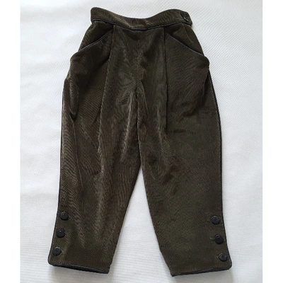 Pre-owned Saint Laurent Khaki Cotton Trousers