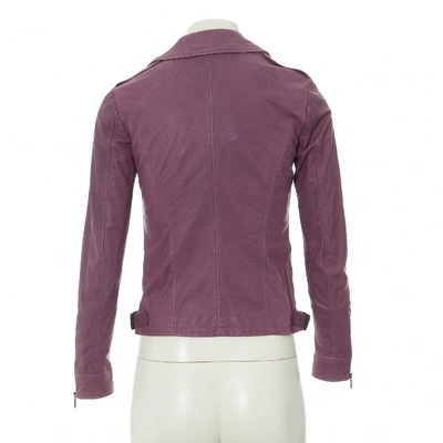 Pre-owned Bottega Veneta Leather Biker Jacket In Purple