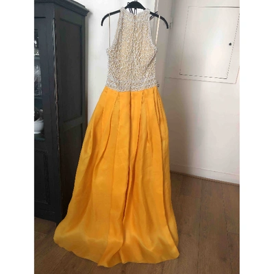 Pre-owned Naeem Khan Silk Maxi Dress In Orange