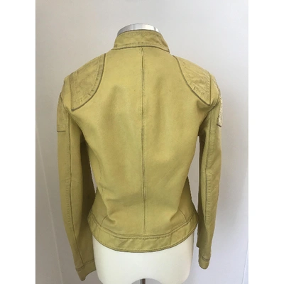 Pre-owned Dolce & Gabbana Leather Biker Jacket In Yellow