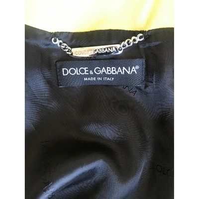 Pre-owned Dolce & Gabbana Leather Biker Jacket In Yellow