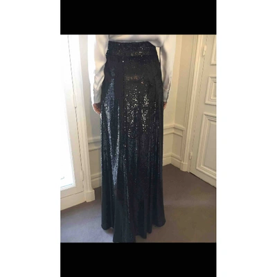 Pre-owned Balmain Silk Maxi Skirt In Black