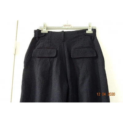Pre-owned Yohji Yamamoto Wool Large Pants In Navy