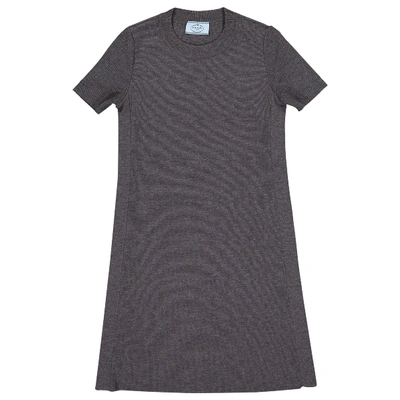 Pre-owned Prada Wool Mid-length Dress In Grey