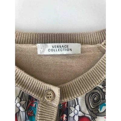 Pre-owned Versace Silk Cardigan In Beige