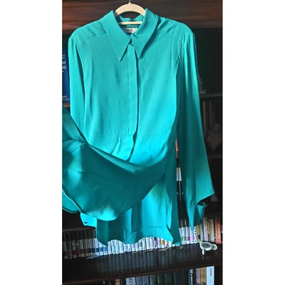 Pre-owned Mauro Grifoni Silk Blouse In Turquoise