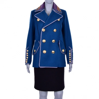 Pre-owned Dsquared2 Wool Peacoat In Blue