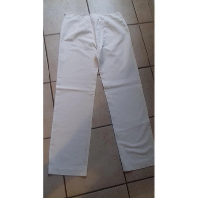 Pre-owned Max Mara Straight Trousers In White