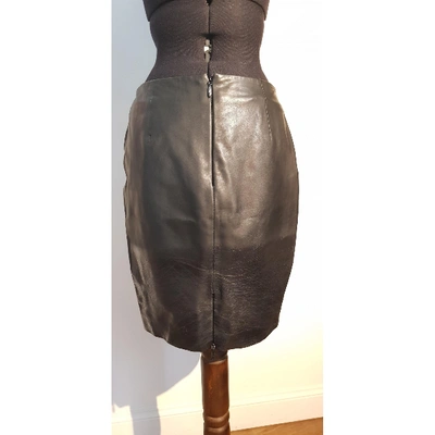 Pre-owned Muubaa Leather Mid-length Skirt In Black