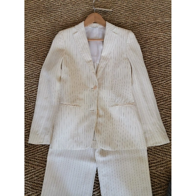 Pre-owned Mauro Grifoni Linen Suit Jacket In White