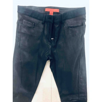 Pre-owned Tommy Hilfiger Leather Leggings In Black