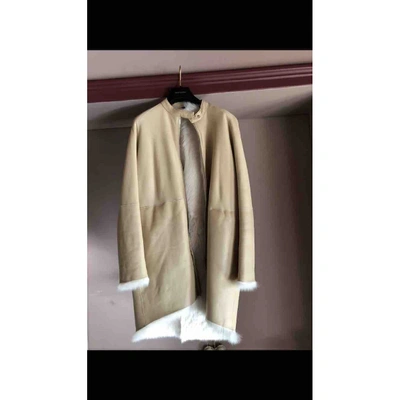 Pre-owned The Row Beige Shearling Coat