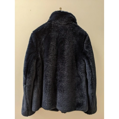 Pre-owned Reiss Faux Fur Coat In Blue