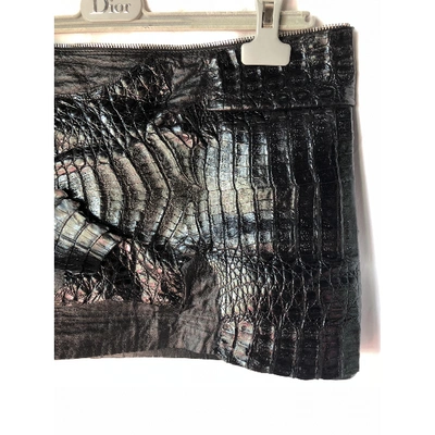 Pre-owned Saint Laurent Black Crocodile Skirt