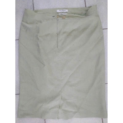 Pre-owned Max Mara Linen Skirt In Green