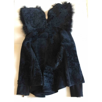 Pre-owned Fendi Blue Shearling Jacket