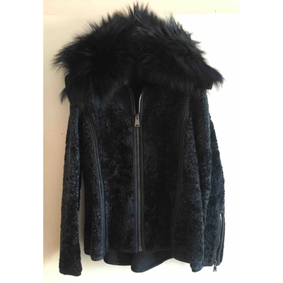 Pre-owned Fendi Blue Shearling Jacket