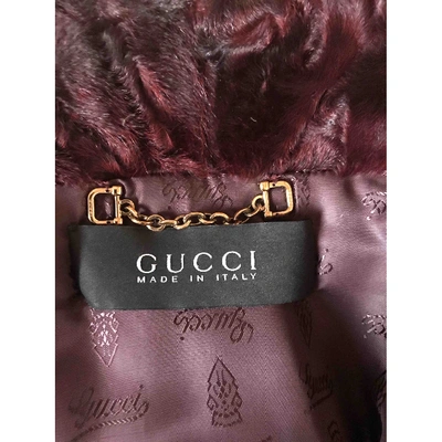 Pre-owned Gucci Leather Biker Jacket In Burgundy