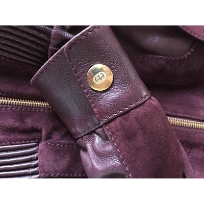 Pre-owned Gucci Leather Biker Jacket In Burgundy