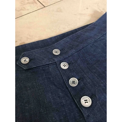 Pre-owned Hogan Linen Large Pants In Blue