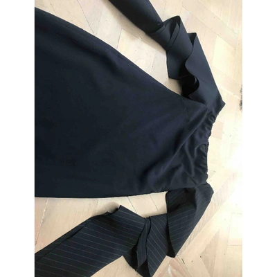 Pre-owned Off-white Wool Mid-length Dress In Navy