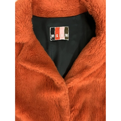 Pre-owned Msgm Faux Fur Coat In Orange