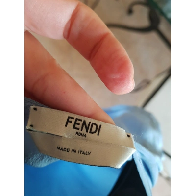 Pre-owned Fendi Silk Mid-length Dress In Blue