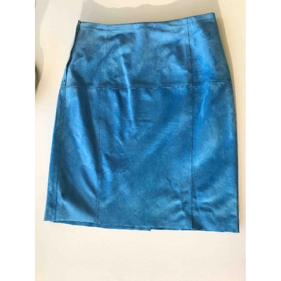 Pre-owned Protagonist Leather Mid-length Skirt In Blue