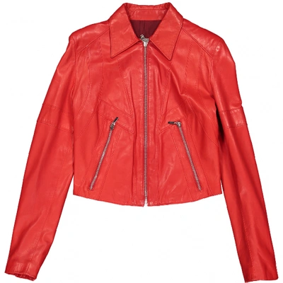 Pre-owned Versace Red Leather Leather Jacket