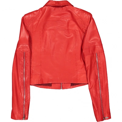 Pre-owned Versace Red Leather Leather Jacket
