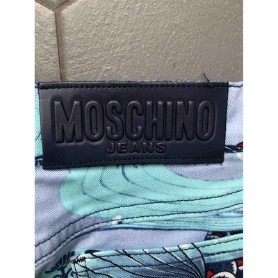Pre-owned Moschino Turquoise Cotton - Elasthane Jeans