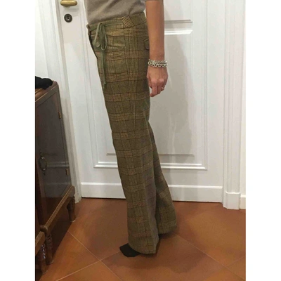 Pre-owned Hoss Intropia Wool Straight Trousers In Beige