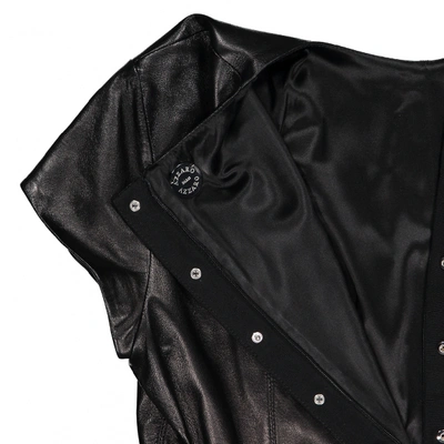 Pre-owned Azzaro Leather Mini Dress In Black