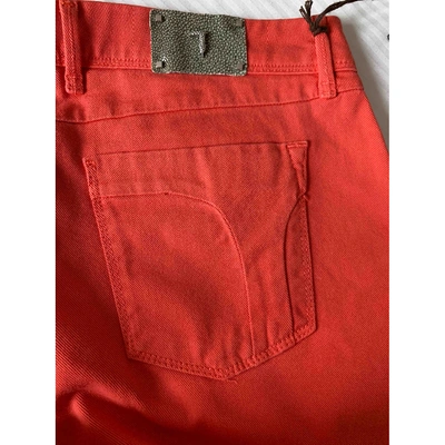 Pre-owned Trussardi Slim Jeans In Orange