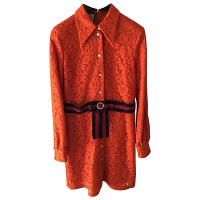Pre-owned Gucci Lace Dress In Orange
