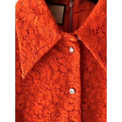 Pre-owned Gucci Lace Dress In Orange