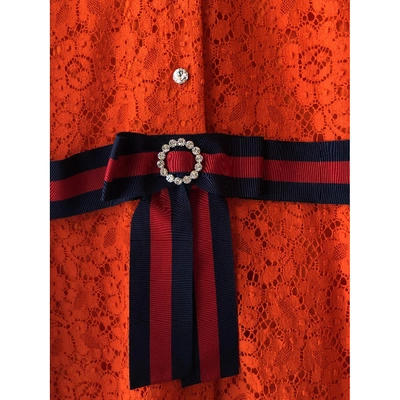 Pre-owned Gucci Lace Dress In Orange