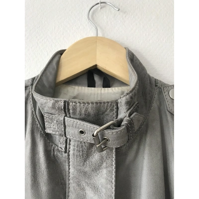 Pre-owned Belstaff Leather Biker Jacket In Grey