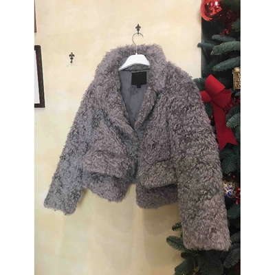 Pre-owned Marc Jacobs Faux Fur Peacoat In Grey
