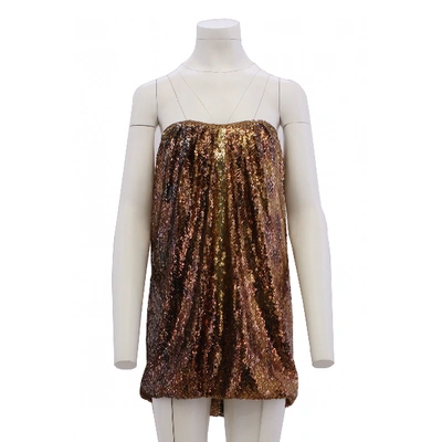 Pre-owned Jay Ahr Glitter Mini Dress In Gold