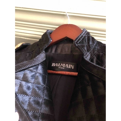 Pre-owned Balmain Leather Biker Jacket In Black