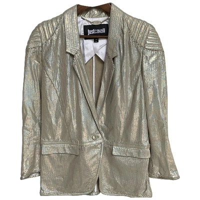 Pre-owned Just Cavalli Leather Jacket In Metallic